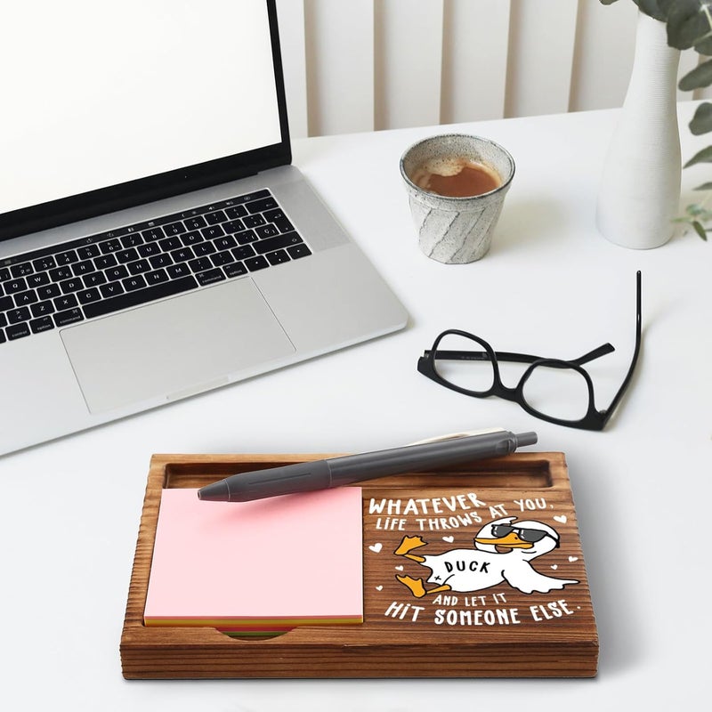 akeke Whatever Life Throws at You Sticky Notes Holder, Funny, Sarcastic, Sassy, Snarky Mental Health Gifts for Coworkers, Women, Colleagues, Boss, Duck Self-Stick Note Pad Holders GAA70 - Image 5